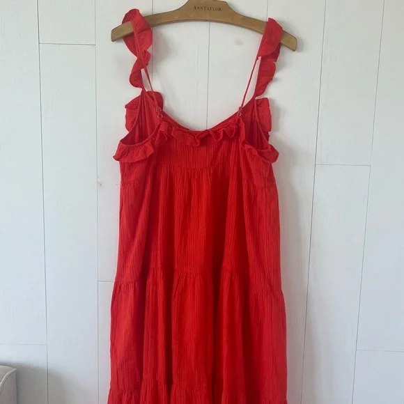 J. Crew Orange Tiered Ruffled Beach Maxi Dress Size Small - Picture 11 of 16
